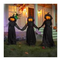 Three Glowing Pumpkin Witches Create Your Spooky Halloween Yard!