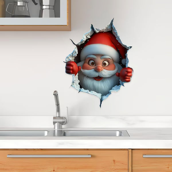 "Santa's Breaking In!" Christmas Wall Sticker 🎅 Funny Holiday Decor for Home 🎄